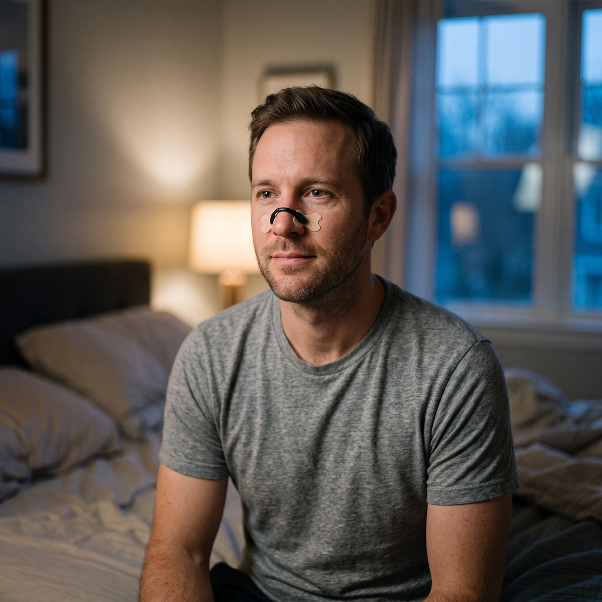 Wearing the band across the nose at bedtime