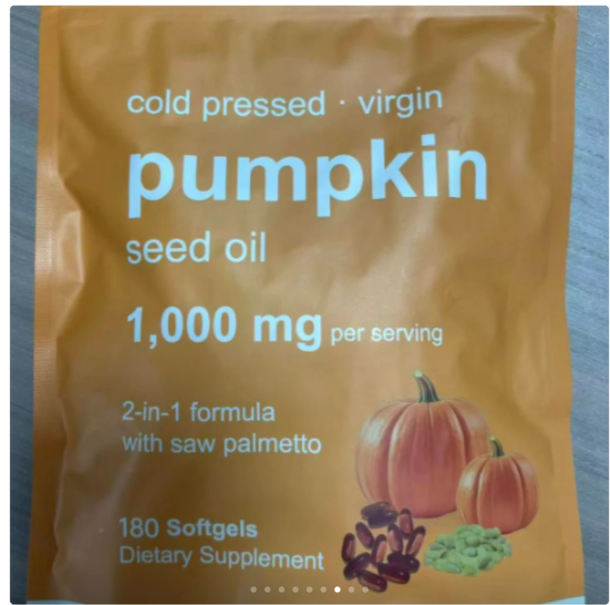 Front of the pumpkin seed oil pouch